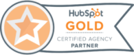 HubSpot Gold Certified Agency Partner badge representing expertise in CRM, marketing automation and inbound marketing
