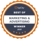 UpCity Best of Marketing and Advertising Winner 2021 award badge recognizing top digital marketing agency